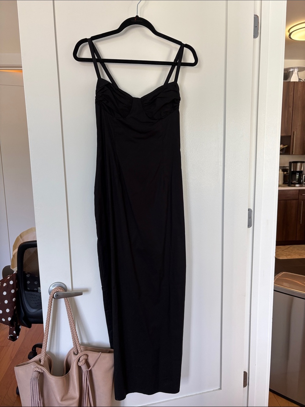 Reformation Black Maxi Slip Dress with Double Straps